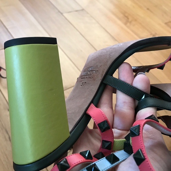 Valentino Rockstud T-Strap Block Rainbow Sandal - Picture 3 of 7